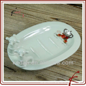 white glaze ceramic soap tray